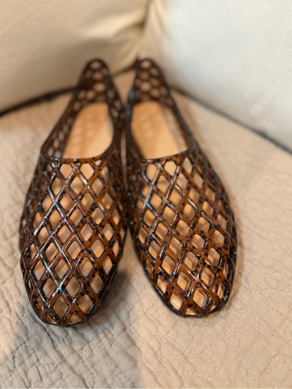 Target Women’s Brown Synthetic Cut-Out Lattice Slip-On Closed Toe Flats US 9.5